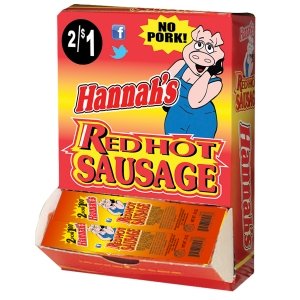 Hannahs Red Hot Sausage - 2$1 - No Pork - 50 Unit Box