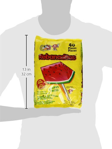 Vero Hard Candy Lollipops, Chili Covered, Watermelon Flavor, 40 Count, Pink
