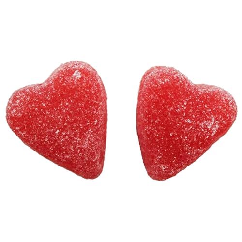 Queen City Candy Cave Sugar Dusted Sweet Heart Cherry Juju Candy, Vibrant Cherry Gummy Hearts (8 Oz)