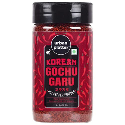Urban Platter Korean Gochugaru Hot Pepper Powder, 80g [Coarse ground Korean Dried Chilli Peppers | Smoky & Spicy| Use for Kimchi