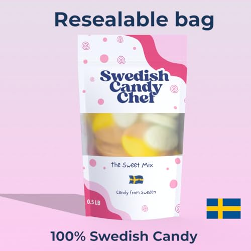 Sweet Swedish Candy Mix Sweet Gummy Candy Bubs - Chewy and Foamy - Hand Packed in Sweden - Swedish Candy Chef - .5LB