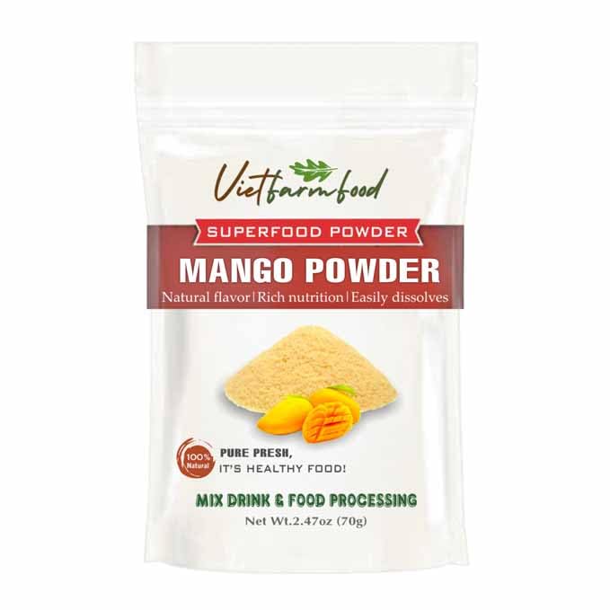 MANGO POWDER 2.47 Oz (70g) VIETFARMFOOD: Freeze-Dried Extracted From 100% Pure, Sugar-Free. Used To Mix Mixed Drinks Fresh Fruit