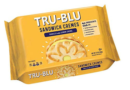 Tru-Blu Vanilla Cookies with Lemon Crme | No artificial ingredients | No High Fructose Corn Syrup | Made in the USA | 12 Ounce (