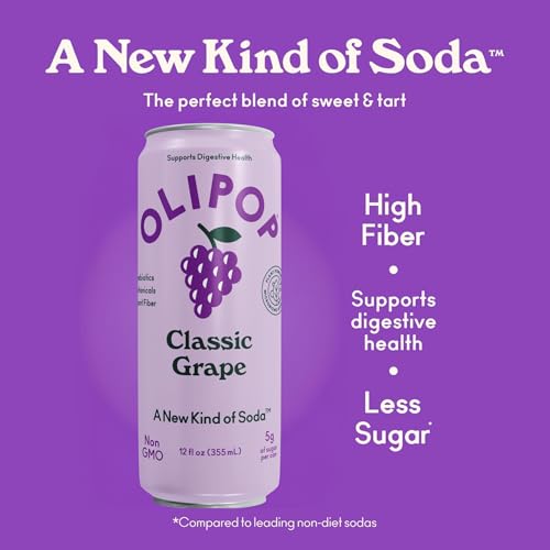 OLIPOP Prebiotic Soda Pop  Classic G  Pantry Pack Packed with Prebiotics  Fiber  and Botanicals  Gluten Free  Vegan  GMO Free  12oz Skinny (12-Cans)