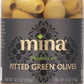 Mina Pitted green Olives Premium Handpicked and Naturally cured - gluten Free Low carb Vegan - great Keto Snacks to go 12.5 oz