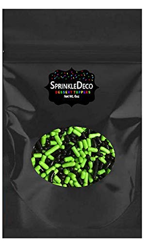 Sprinkle Deco Cake Pop Decorations, Semi-Sweet Edible Confetti Sprinkles, 6oz Bag, Lime Green and Black