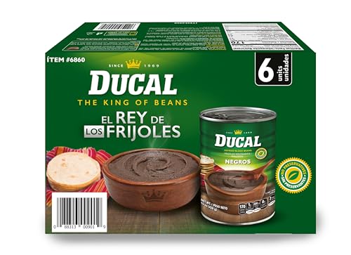 Ducal Instant Vegetarian Black Refried Beans 15Oz (Pack Of 6) | Gluten & Cholesterol Free, Excellent Source Of Protein & Iron, R