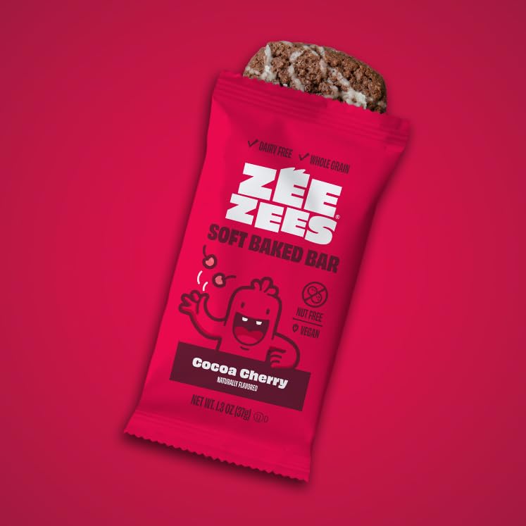 Zee Zees Cocoa Cherry Soft Baked Snack Bars, 1.3 oz, 30 pack, Nut Free, Whole Grain, Safe for School, On-The-Go, Kosher, Allergy