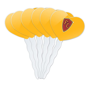 GRAPHICS & MORE Cupcake Picks Set of 6, Acrylic, Flagler College Secondary Logo Heart Design