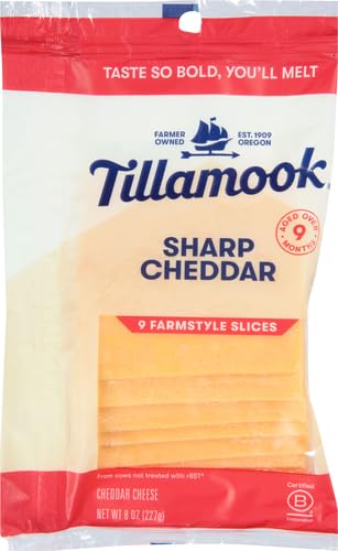 Tillamook Sharp Cheddar Cheese Slices, 8 oz (Packaging May Vary)
