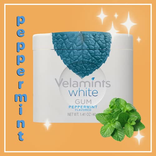 Velamints White Peppermint Gum - Sugar Free Chewing Gum, Long Lasting Freshener, 40g (Pack of 8 Tins)