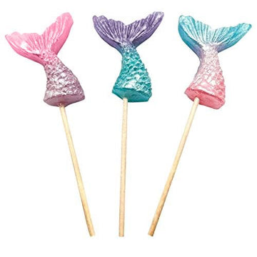 Mermaid Candy Lollipops - 12 Suckers Individually Wrapped - Great For Mermaid Party Favors - Goodie Bags For Kids Birthday - Can