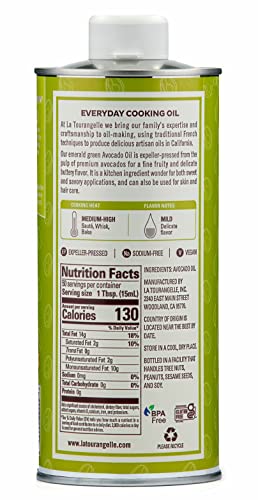 La Tourangelle  Avocado Oil  All-Natural Handcrafted from enhanced Avocados  Great for Cooking  as Butter Substitute  and for Skin and Hair  25.4 fl oz