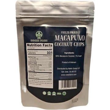 (Pack Of 1) Nokki Farm Freeze-Dried Macapuno Coconut Chips 50G | Vegan | Non Gmo | Fluffy Crispy Fruits 50G
