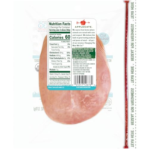 Applegate, Organic Uncured Slow Cooked Ham, 6oz