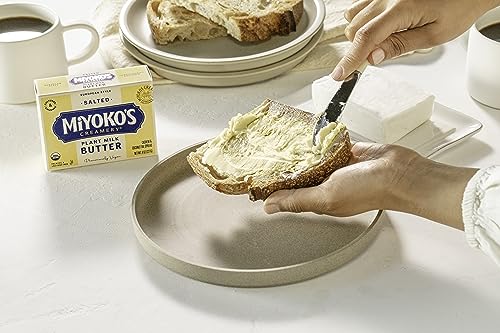 MIYOKOS CREAMERY Organic Salted Vegan Butter, European Style Cultured Plant Milk Butter, 8 Ounce (Pack of 1)