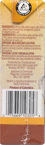 Iberia Oatmeal Drink, Ready-To-Drink, Shelf Stable, Good Source Of Calcium, Cinammon Oatmeal Smoothie 6.8 Fl Oz Single Serve Pac