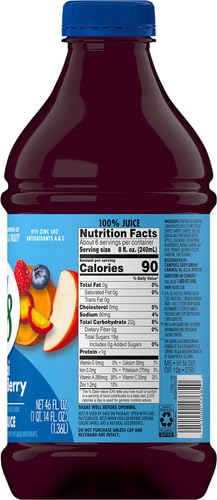 V8 Acai Mixed Berry 100% Fruit and Vegetable Juice, 46 fl oz Bottle (Pack of 4)