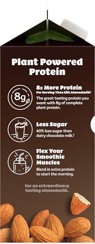 Silk Chocolate Protein Almond Milk, Dairy Free, Gluten Free, Seriously Creamy Vegan Milk with 50% More Calcium than Dairy Milk,