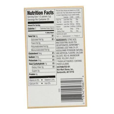 Great Value Decaffeinated Iced Tea with Peach Drink Mix, 0.71 Oz, Pack of 6 - Refreshing Flavor, Perfect for Iced Beverages
