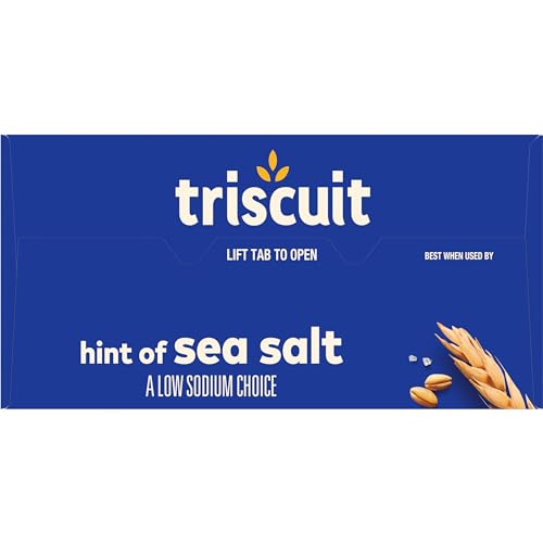 Triscuit Hint of Sea Salt Whole Grain Wheat Crackers, Vegan Crackers, 6-8.5 oz Boxes (Pack of 2)