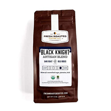 Fresh Roasted Coffee, Organic Black Knight, 12 Oz, Dark Roast, Fair Trade Kosher, Whole Bean