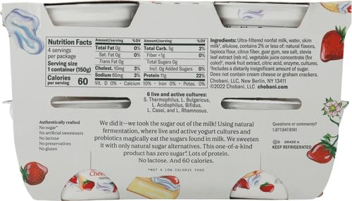 Chobani Zero Sugar* Strawberry Cheesecake 5.3oz 4PK