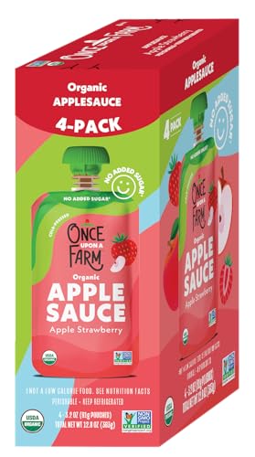 ONCE UPON A FARM Organic Strawberry Applesauce Multipack, 12.8 OZ