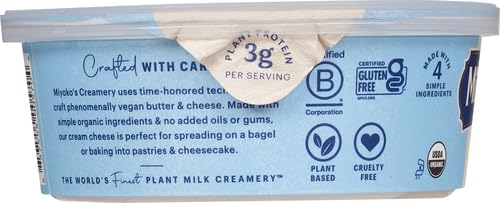 MIYOKOS CREAMERY Organic Vegan Cream Cheese, Classic Plain, 8 oz Tub (1-Pack)