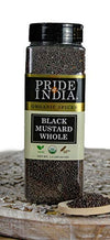 Pride Of India- Organic Black Mustard Seed Whole - 24 Oz (680 Gm) Large Dual Sifter Jar - Certified Pure Indian Vegan Spice- Bes