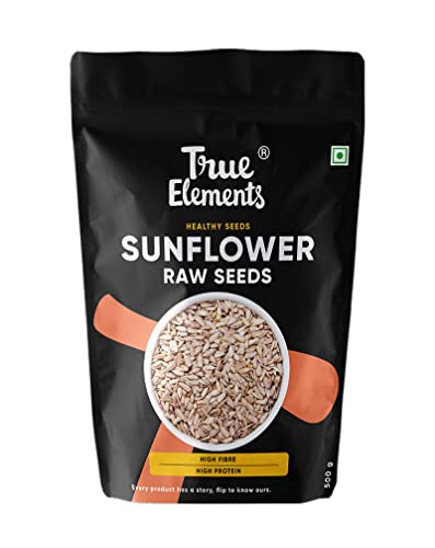 True Elements Sunflower Seeds 500g - Raw Sunflower Seeds for Eating | Diet Food | Healthy Snack | Raw seeds | Weight management 