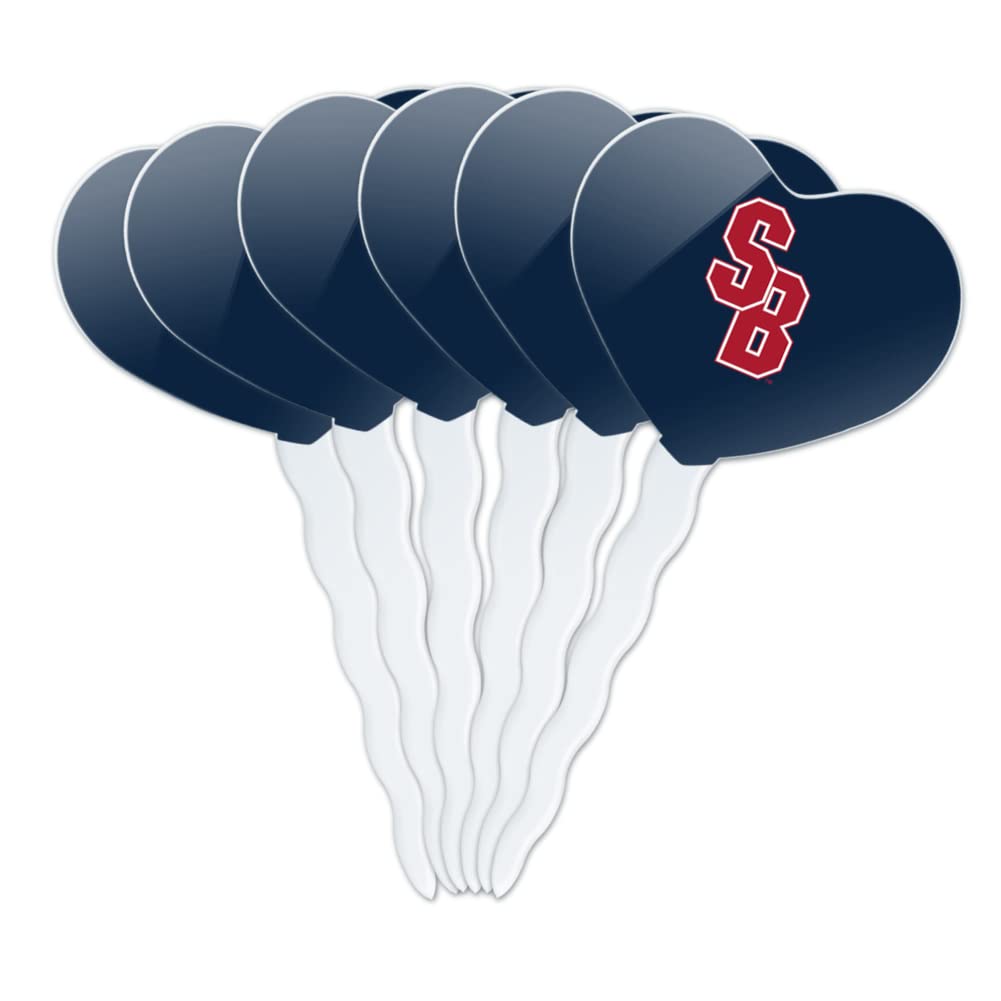 GRAPHICS & MORE Cupcake Picks Set of 6, Acrylic, Stony Brook University Heart Logo