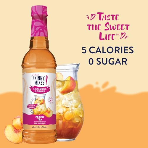 Jordans Skinny Mixes Sugar Free Syrup  Peach Tea Flavor  Fruit Flavored Water Enhancer  Drink Mix for Iced Tea  Lemonade  Drinks  Low Calorie Water Flavoring  Dairy & Gluten Free  Kosher  25.4 Fl Oz