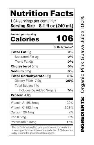 Pomona Organic Juices Pure Pink Guava Juice  8.4 Ounce Bottle (Pack of 12)  Cold Pressed Organic Juice  Non-GMO  No Sugar Added  Not from Concentrate  Gluten Free  Kosher Certified  Preservative Free