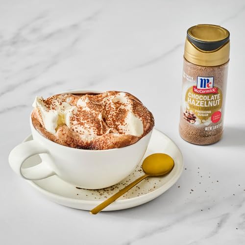 McCormick Finishing Sugar  Chocolate Hazelnut  Limited Edition  Rich Cocoa and Roasted Hazelnut Notes  For Cookies  Ice Cream  Dessert  Beverages  and More  3.61 oz