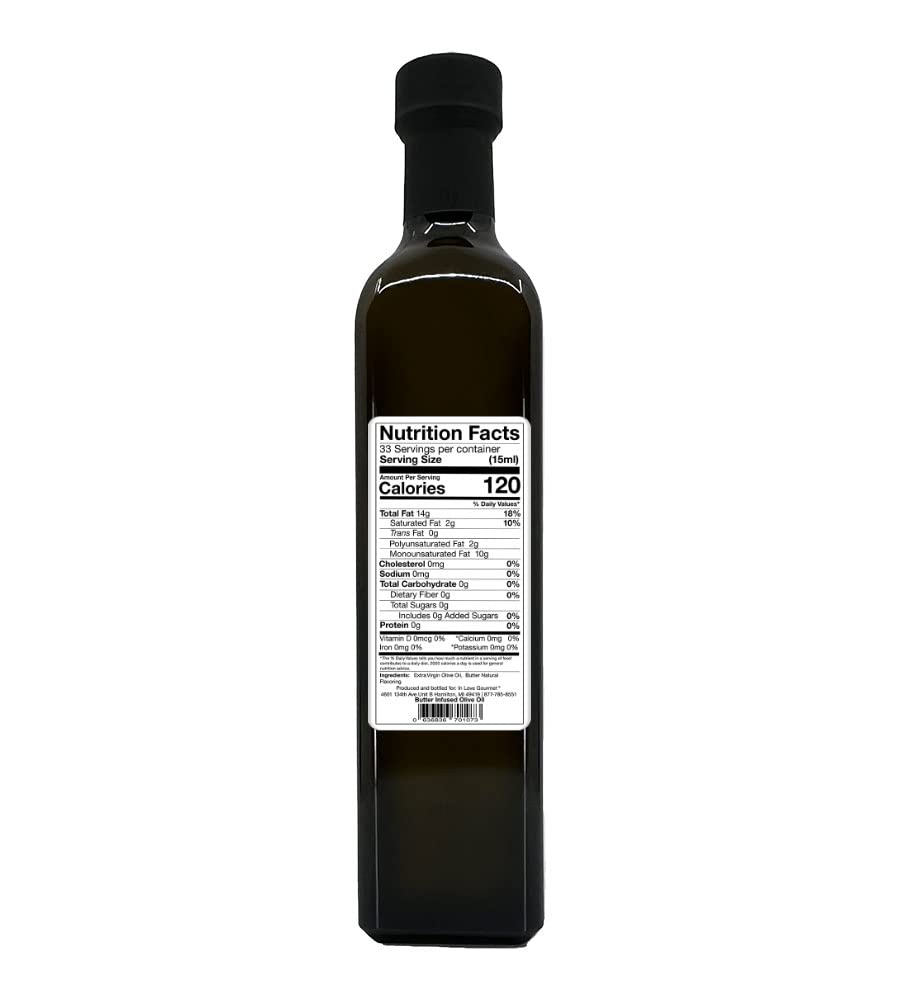 In Love Gourmet Extra Virgin Olive Oil Butter Natural Flavor Infused Gourmet Olive Oil 500Ml/16.9Oz Awesome Buttery Flavored Ext