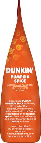 Dunkin Pumpkin Spice Flavored Ground Coffee, Medium Roast, 11 Ounces (Pack of 1)