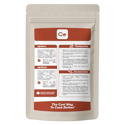 Coolinario Kefir Starter Culture (10-Pack, 1G Sachets) Live Probiotic Cultures For Homemade Kefir | Smooth, Creamy & Tangy | Non-Gmo, No Preservatives, Gluten Free, Halal, Kosher