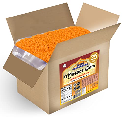 Rani Masoor Gota (Football) Indian Red Lentils Skinless 400Oz (25Lbs) 11.36Kg Bulk Box ~ All Natural | Gluten Friendly | Non-Gmo