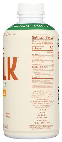 MALK Organic Vanilla Oat Milk 28 fl oz - Non GMO  Gluten Free  Dairy Free  Plant Based  Vegan