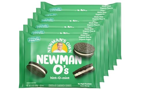 Newmans Own Newman-Os Sandwich Crèmes, Hint-O-Mint, 13 Ounce (Pack Of 6)