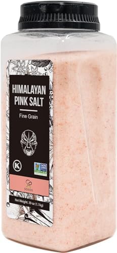 Soeos Himalayan Pink Salt, Fine Grain, 38.8oz (2.4 LB), Non-GMO, Pink Salt, Kosher Salt, Himalayan Rock Salt
