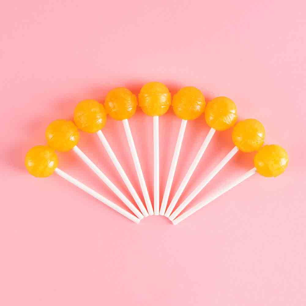 Dum Dums Lollipops, Peach Mango Flavors, 50 Count Bag, Orange/Red/White