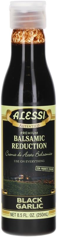 Alessi Balsamic Vinegar Reduction  Autentico From Italy  Ideal On Caprese Salad  Fruits  Cheeses  Meats  Marinades (Black Garlic  8.5 Fl Oz (Pack Of 1))