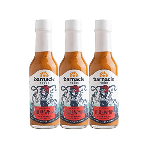 Barnacle Foods Bullwhip Kelp Hot Sauce | Made In Alaska | Kelp & Piri-Piri Peppers | Delicious Savory Umami Flavor & Heat | Pack