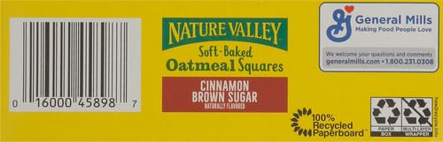 Nature Valley Soft-Baked Oatmeal Squares, Cinnamon Brown Sugar, 6 ct, 7.44 OZ (Pack of 4)