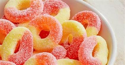 LYZAS SWEETS &   Peach Rings Gummy Candies - HALAL Certified - 2.2 LB Bulk Bag