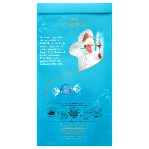 Lindt Lindor Sea Salt Milk Chocolate Candy Truffles, Milk Chocolate Candy With Smooth, Melting Truffle Center, 5.1 Oz. Bag