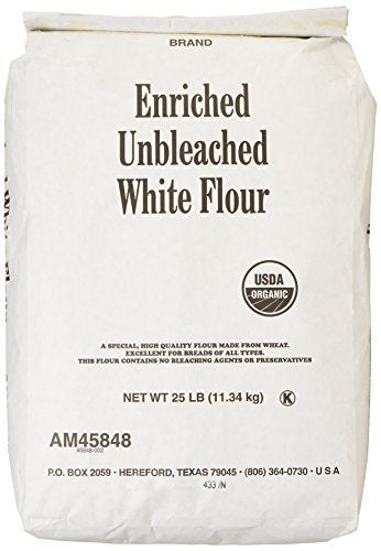 Arrowhead Mills Flour, Unbleached White, 95% Organic, 25 Lb