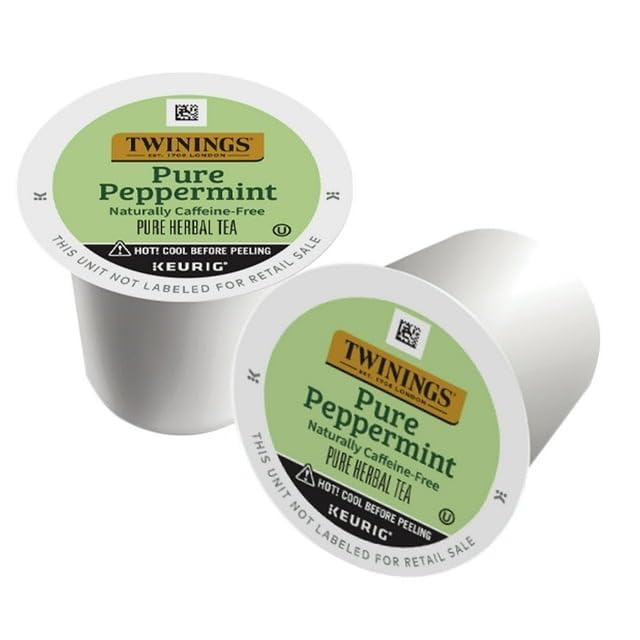 Twinings Pure Peppermint Tea K-Cup Pods, Naturally Caffeine Free, 72 Count, Compatible with Keurig, Model TWI-002